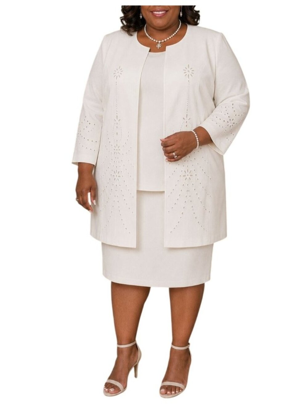 B.M.I. Studio Plus Size 22 Set 3-Piece Jacket Blouse Skirt Embellished Details